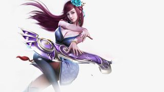 古琴 蓝色衣服 荷花头饰 古典美女png免抠