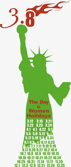 卡通绿色自由女神像免抠