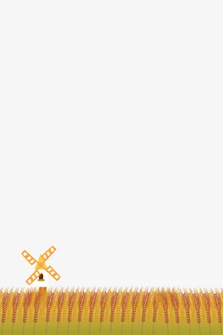 手绘金色的麦田免抠