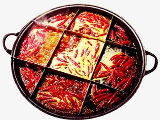 实物川味九宫格火锅免抠