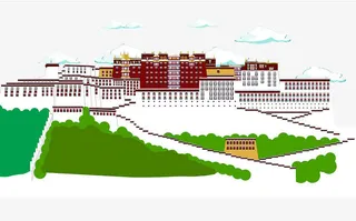 矢量扁平风布达拉宫免抠