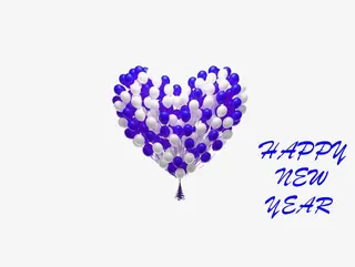 蓝色心形气球免抠