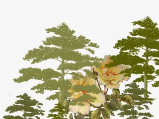 树木与花朵手绘免抠