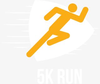 橙色扁平马拉松标签免抠