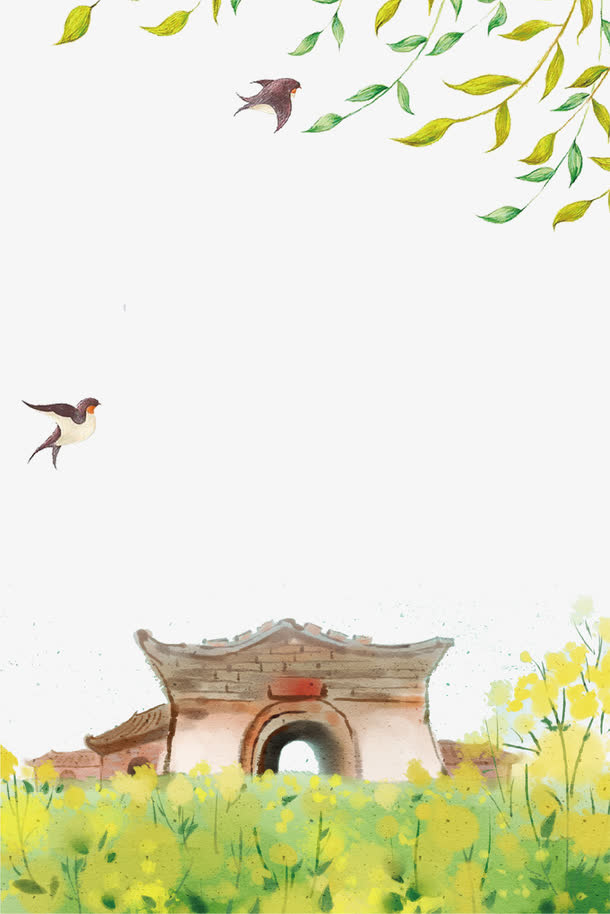 清新唯美油菜花春季海报背景