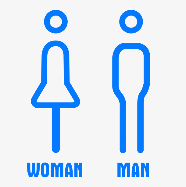 蓝色线性男女标识设计免抠