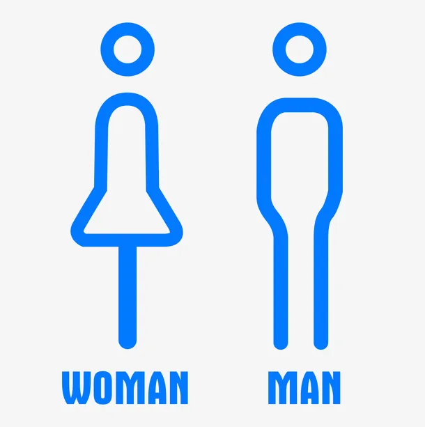 蓝色线性男女标识设计免抠