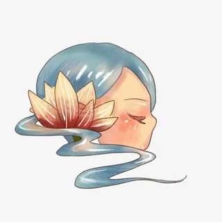 唯美荷花装饰插画免抠