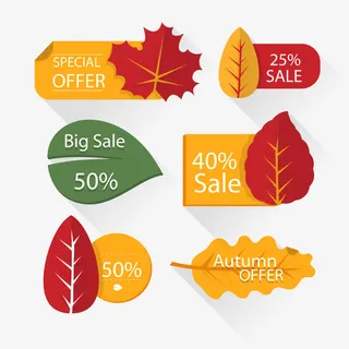 叶子促销标签免抠