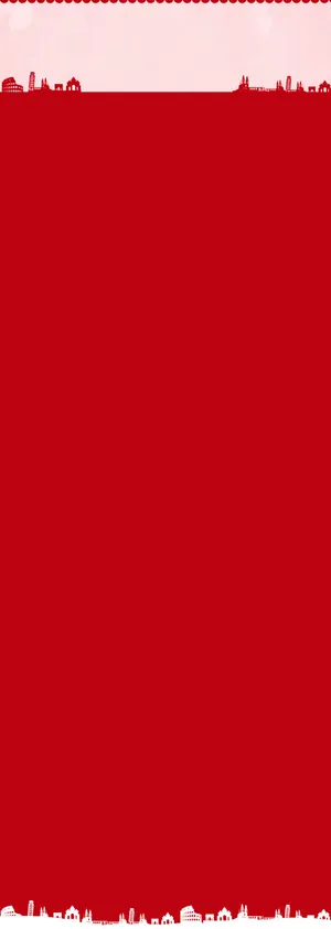 红色城市剪影海报背景