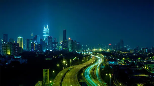 灯光璀璨的城市夜景免抠