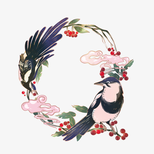 喜鹊 七夕 情人节 元素免抠