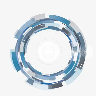 蓝色圆环科技免抠标签元素