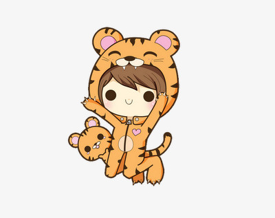 手绘儿童小老虎免抠