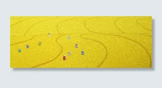 农民秋天田野稻田油画背景高清