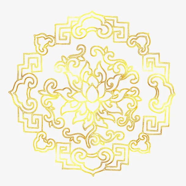 中国风传统鲜花图案烫金花纹免抠免抠