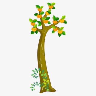 树木树枝果子手绘树木免抠