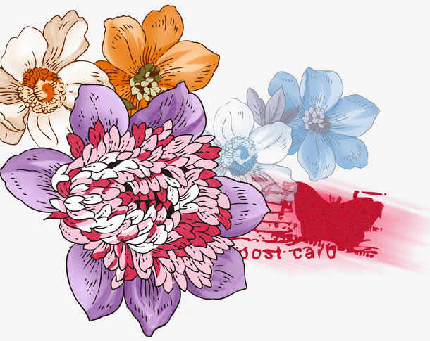 手绘花免抠
