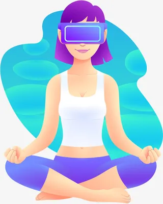 手绘卡通女孩练瑜伽免抠