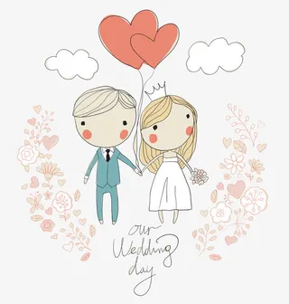 我们结婚吧卡通手绘元素免抠