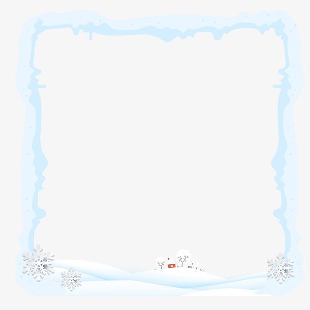 冬天雪地房屋边框免抠