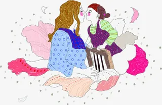 有爱亲吻母女人物免抠