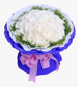 紫色花纸包玫瑰花免抠