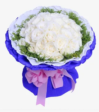 紫色花纸包玫瑰花免抠