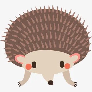 手绘卡通棕色小刺猬免抠