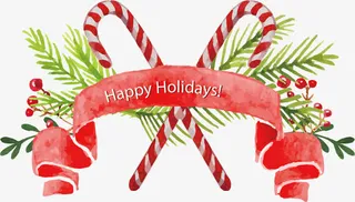 矢量手绘圣诞拐杖糖免抠