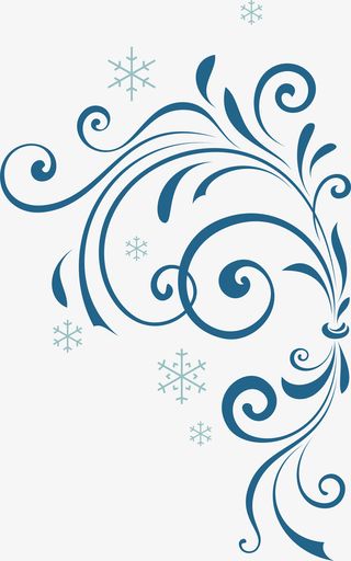 弯曲蓝色藤蔓免抠