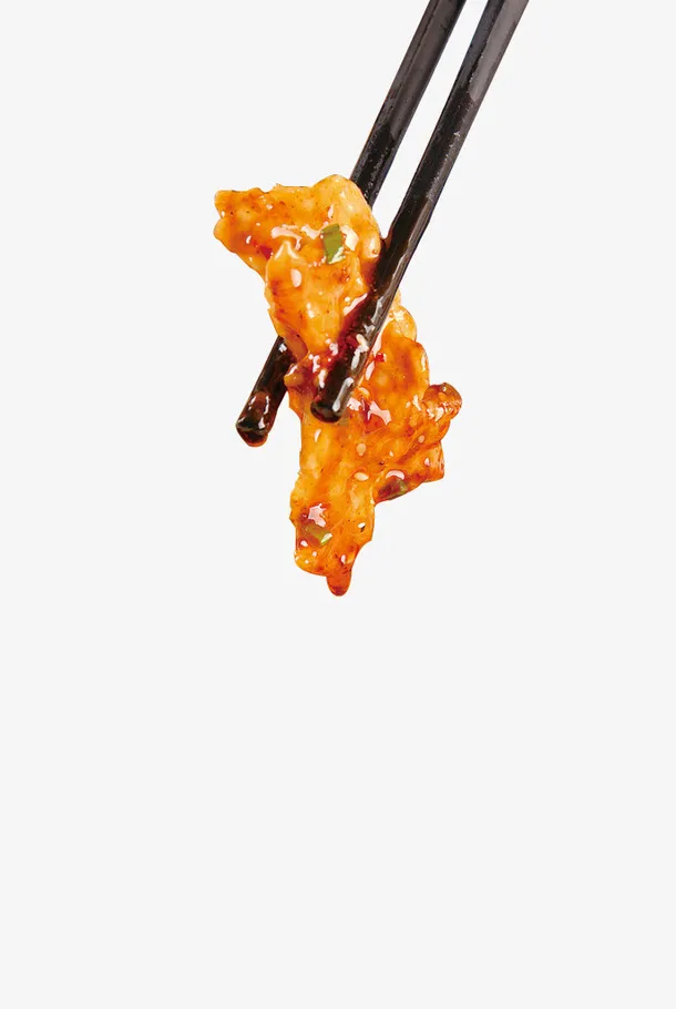 夹起的水煮肉片免抠