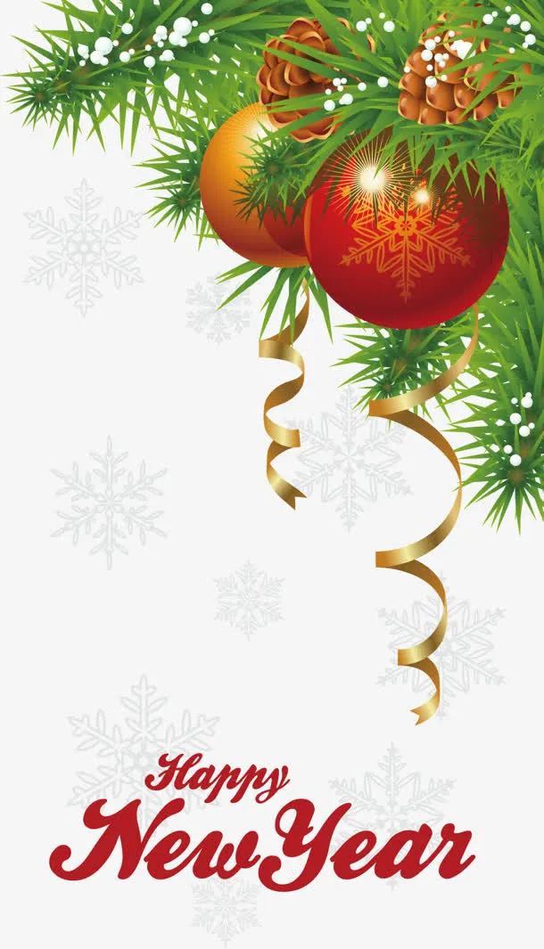 手绘圣诞节植物雪花免抠