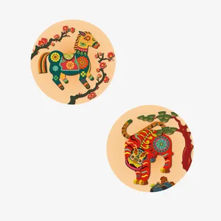 小动物年画图案免抠