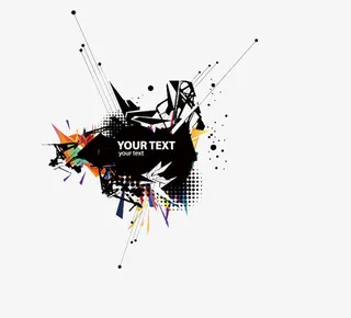 潮流墨迹花纹边框矢量素材免抠