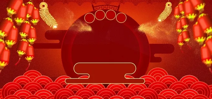 新年红色灯笼云纹淘宝背景高清