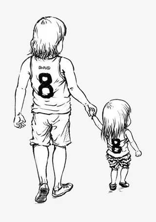 牵着女儿手的爸爸免抠