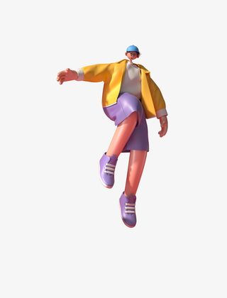 c4d酷炫跳跃带帽小人免抠