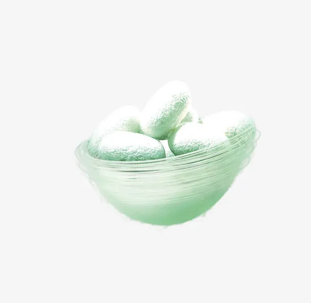 实物蚕丝球一碗免抠