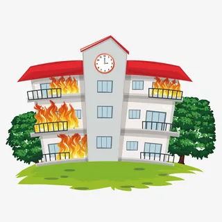 矢量学校失火免抠