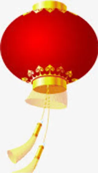 手绘红色新年中国风灯笼免抠