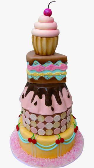 樱桃布丁翻糖蛋糕免抠