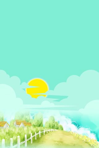 绿色手绘春季踏青春天背景高清