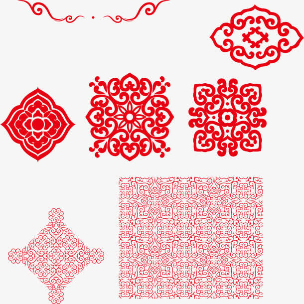 新年海报花纹PNG矢量素材免抠