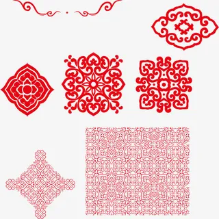 新年海报花纹PNG矢量素材免抠