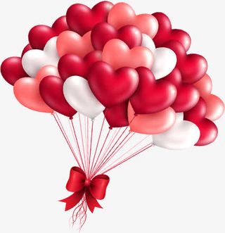 红色爱心卡通气球效果免抠