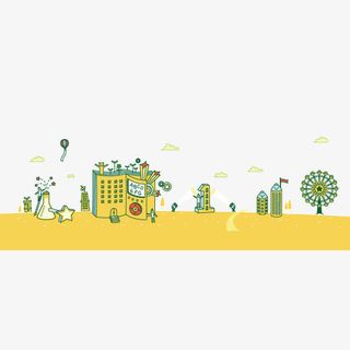 暖色调 树木房子 卡通 海报b免抠