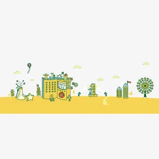 暖色调 树木房子 卡通 海报b免抠