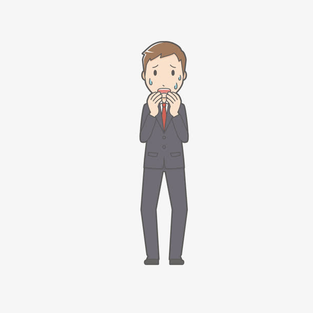 卡通手绘惊讶的男人免抠