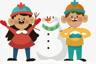 一起打雪仗堆雪人免抠